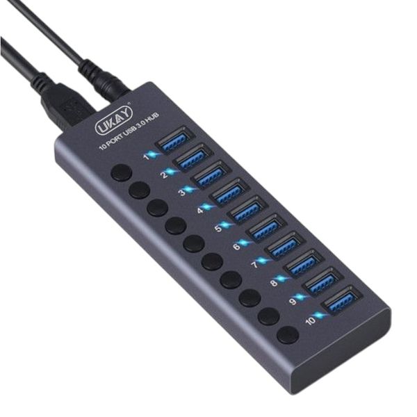 UKAY USB 3.0 10-Port Expansion Hub with Independent Power Switches
