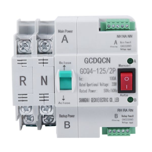 Dual-Power Automatic Transfer Switch 2P 100A Household 35Mm Rail
