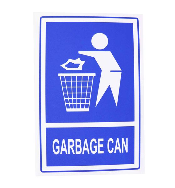 30cm x 20cm Blue &amp; White "Garbage Can" Trash Sign