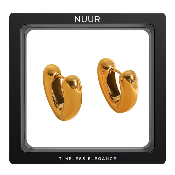NUUR AURA Heart Earrings - 18K Gold-Plated Waterproof Hypoallergenic Design