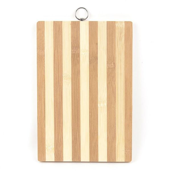 Durable Striped Bamboo Wood Cutting Board With Handle-Set of 2
