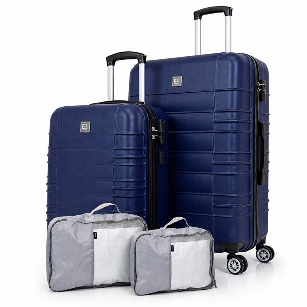 Santorini Hardshell 2 Piece Luggage Set 55 &amp; 75cm with Free Packing Cubes