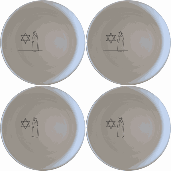 Jewish Imagery Flat Bowl Set of 4 - Range 4