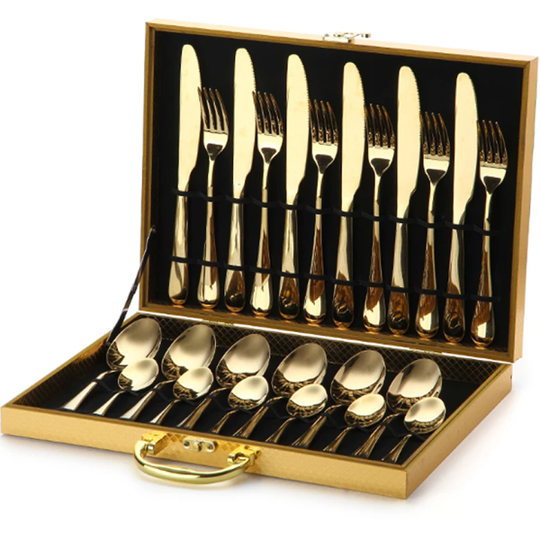 Golden 24 Piece Cutlery Dinnerware Table Set