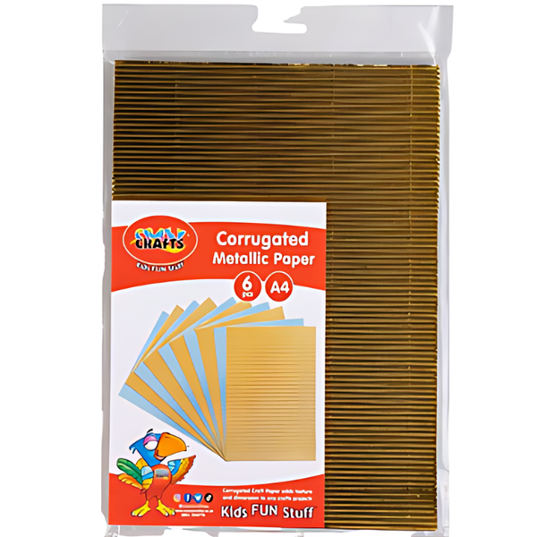 Crazy Crafts A4 Corrugated Metallic Paper 6pcs- Silver