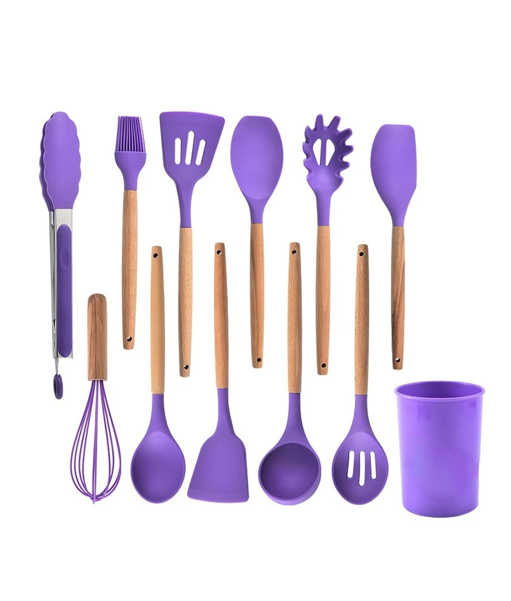 Kitchen Star 12Piece NonStick Silicone Kitchen Utensils Set Purple Shop Today. Get it