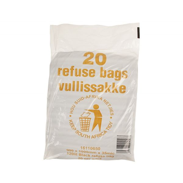 Refuse Bag Household Accessories - Black 120L (Bulk Pack of 6)