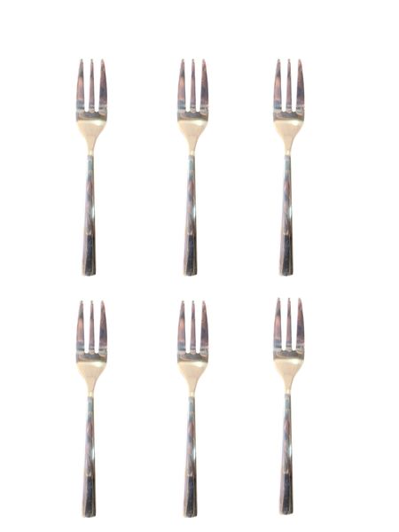 Quality Cake Fork Stainless Steel Square Handle Broad - 6-Piece -15cm