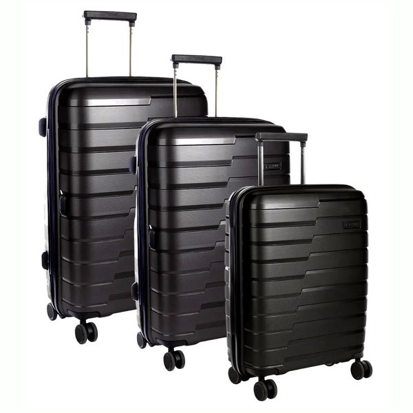 Cellini Microlite 4 Wheel Luggage Trolley Set of 3 - Black