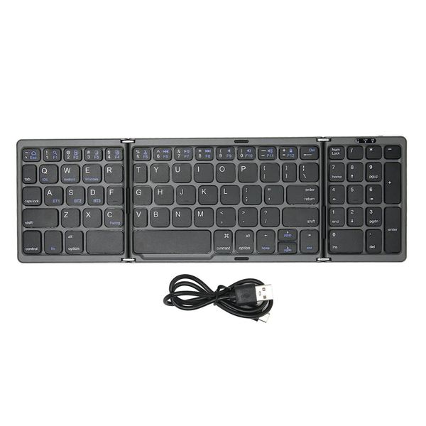 Foldable Bluetooth, Rechargeable Tri-Folding Ultra Travel Keyboard, USB-C