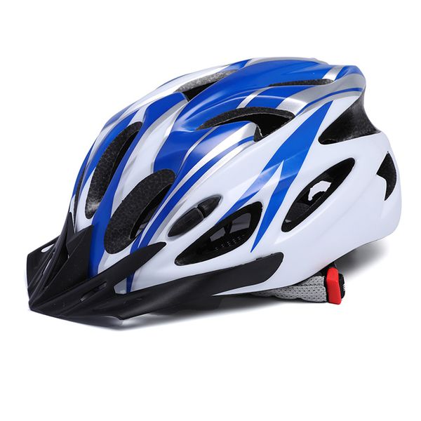 Blue and White Adult Bike Helmet One-Piece Adjustable Riding Helmet