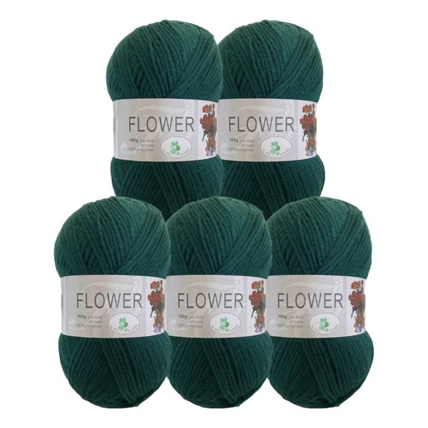 Double Knitting Polyester Yarn 100g (Pack of 5) Petrol Green