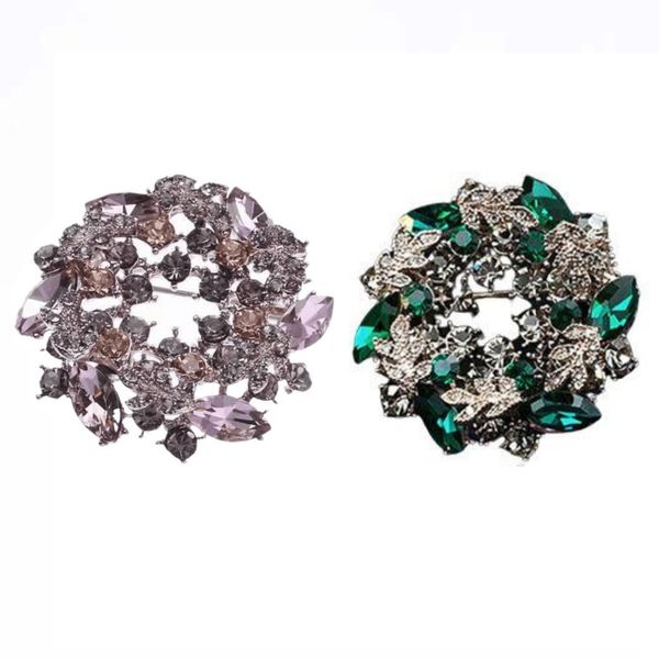 Rhinestone Flower Brooch Crystal Wreath Brooch Pin Stylish Flower Brooch