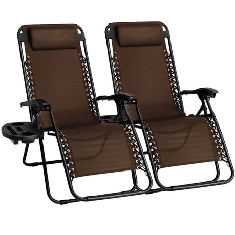 Reclining Loungers Folding Chairs Gravity Sun Recliners - Set of 2 Image