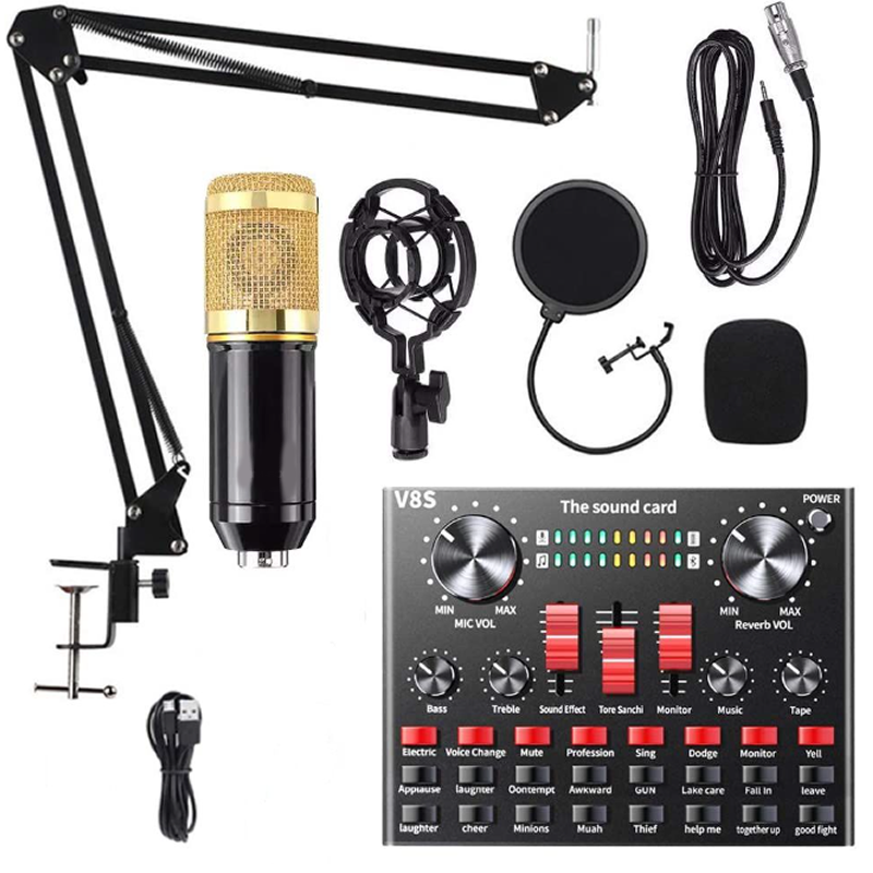 Studio Professional Condenser Microphone And Soundcard Set Up Shop 