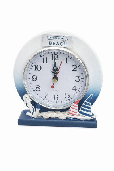 JJ JJ Beach-Inspired Nautical Clock With Sign -Themed Table Clock