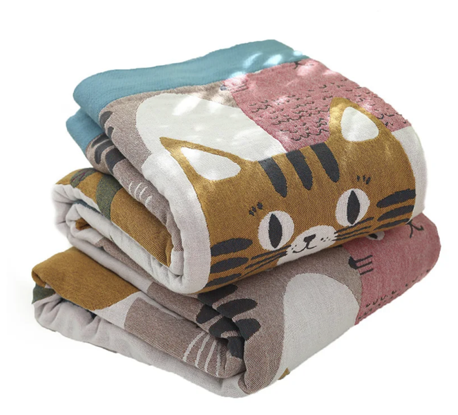 Craft 100% Cotton Boho Printed Blankets For Beds Cat Throw 200cm