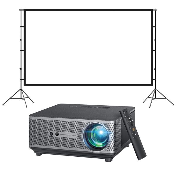 Yaber K1 Wi-Fi 6 BT 5.0 Native 1080P 4K Supported Projector and 120" Screen