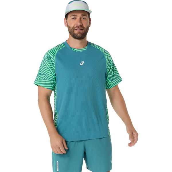 ASICS Men's COURT ALLOVER PRINT Short Sleeve Padel T-Shirt - Misty Pine