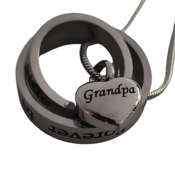 Grandpa Memory Pendant and Chain - Stainless Steel Cremation Jewellery
