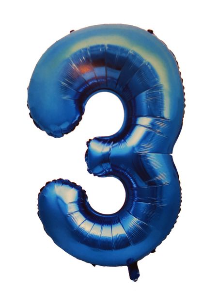 Foil Balloon Number 3 - Blue - 106 cm