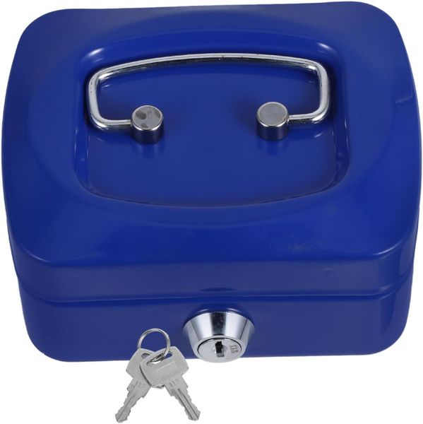 Small Metal Cash Box with Key Lock, Portable Secure Cash Safe Box