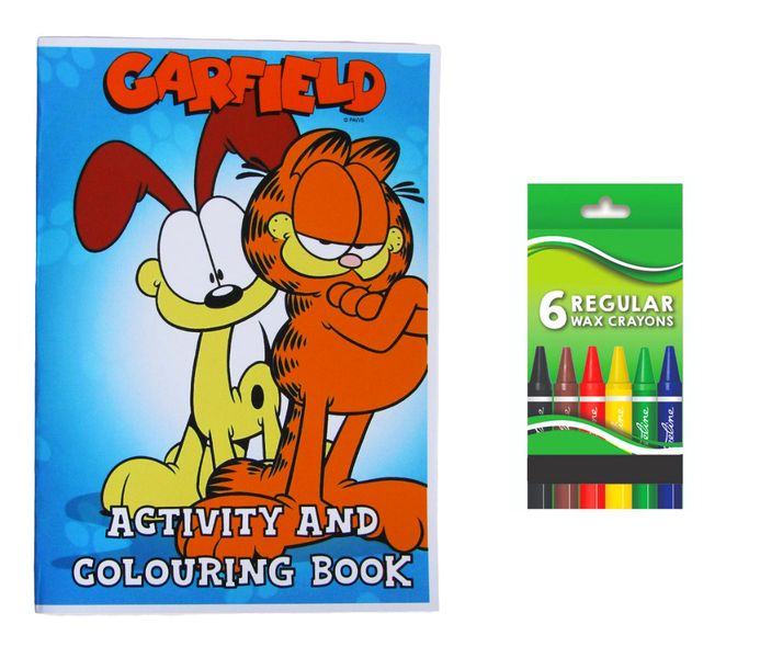 Garfield Activity and Colouring Book A5 plus 6 Wax Crayons - Set of 5