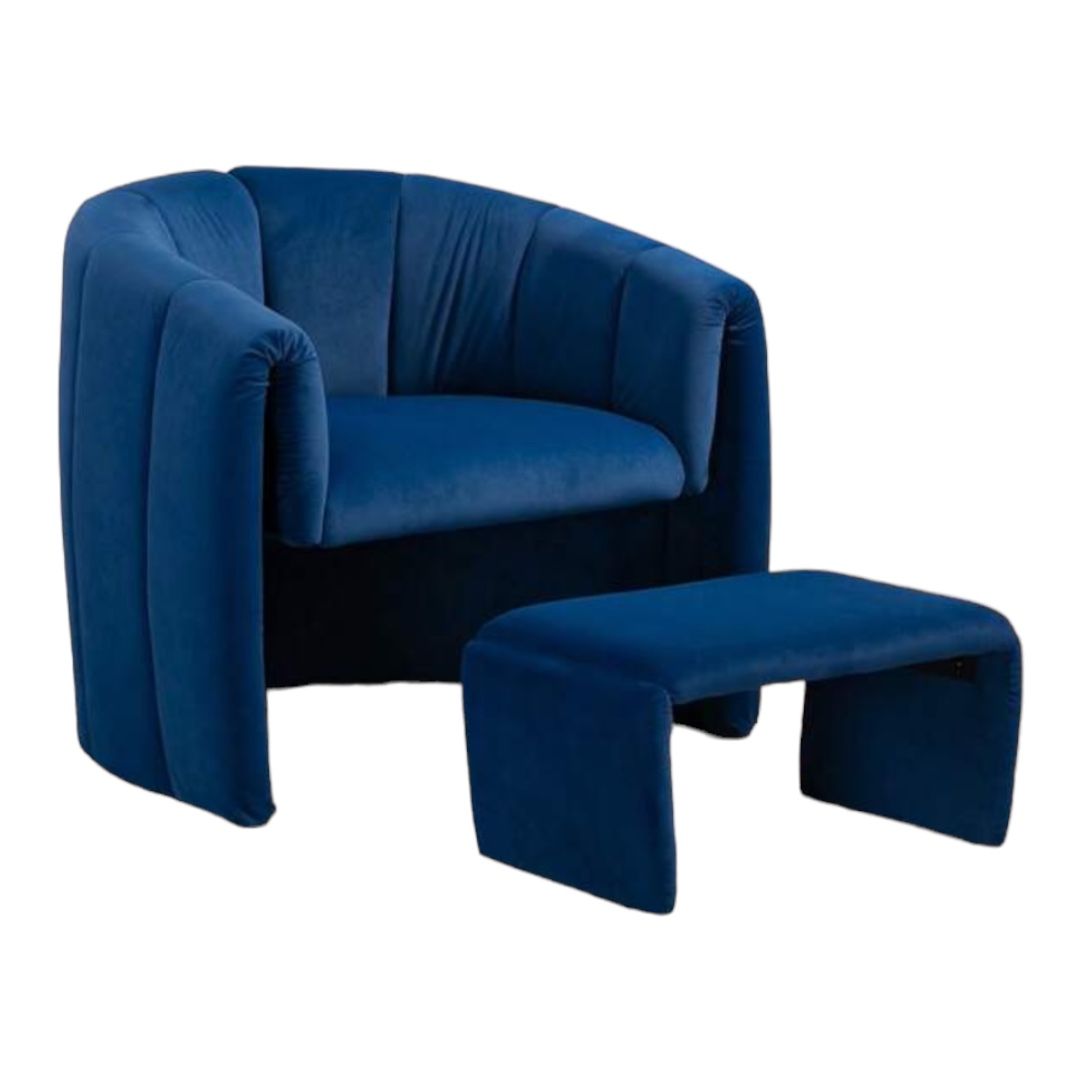 Modern Accent Velvet Arm Chair with Ottoman