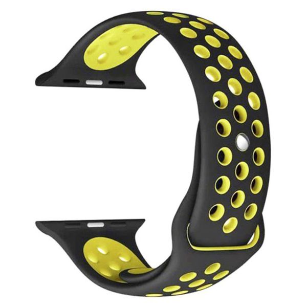 38mm Standard Apple Nike Style Black &amp; Yellow Breathable Replacement Strap