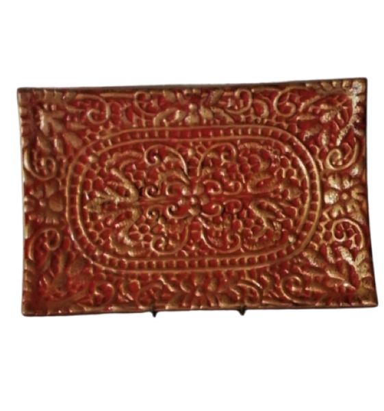 Server Ceramic 38X25X5Cm Embroidery Orange Gold image