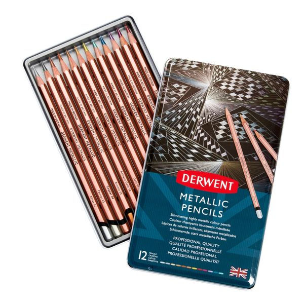 Derwent Metallic Pencils - Tin of 12