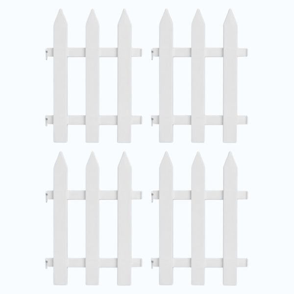 4 Pack - Outdoor Mini Picket Fence Panel - White