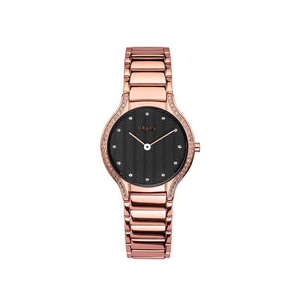 Obaku Women Stainless Steel Cubic Zirconia Leisure Watch V276LEVBSV