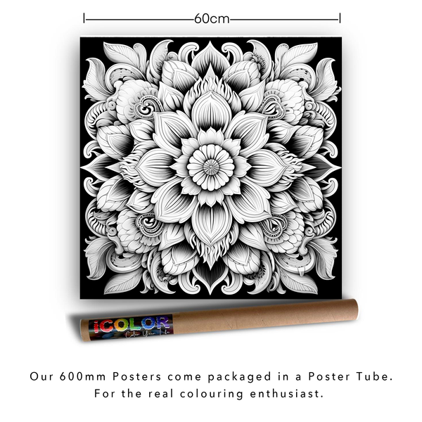 iColor Large Colouring Poster FLOWER MANDALA