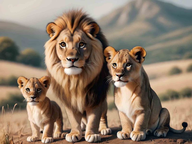 0340 Cute Lions 2 Canvas Wall Art