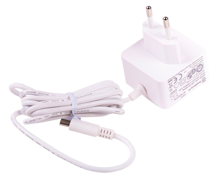 Raspberry Pi 4 Model B Official PSU, USB-C, 5.1V, 3A, EU Plug