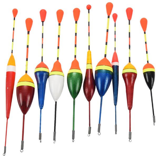 10Pcs Fishing Set Buoy Bobber Fluctuate Mix Size Color float buoy