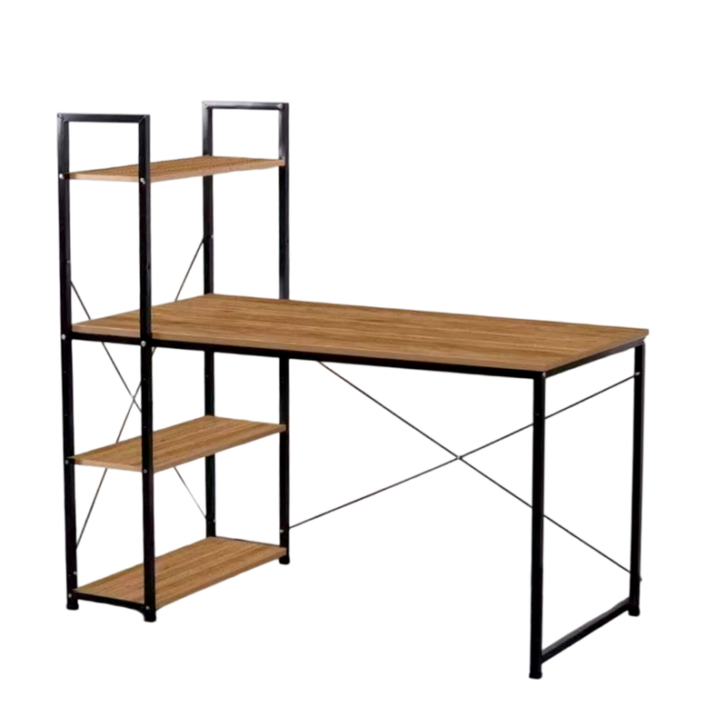 New Wooden Top Steel Tube Leg Table Executive Office Desk With Shelves