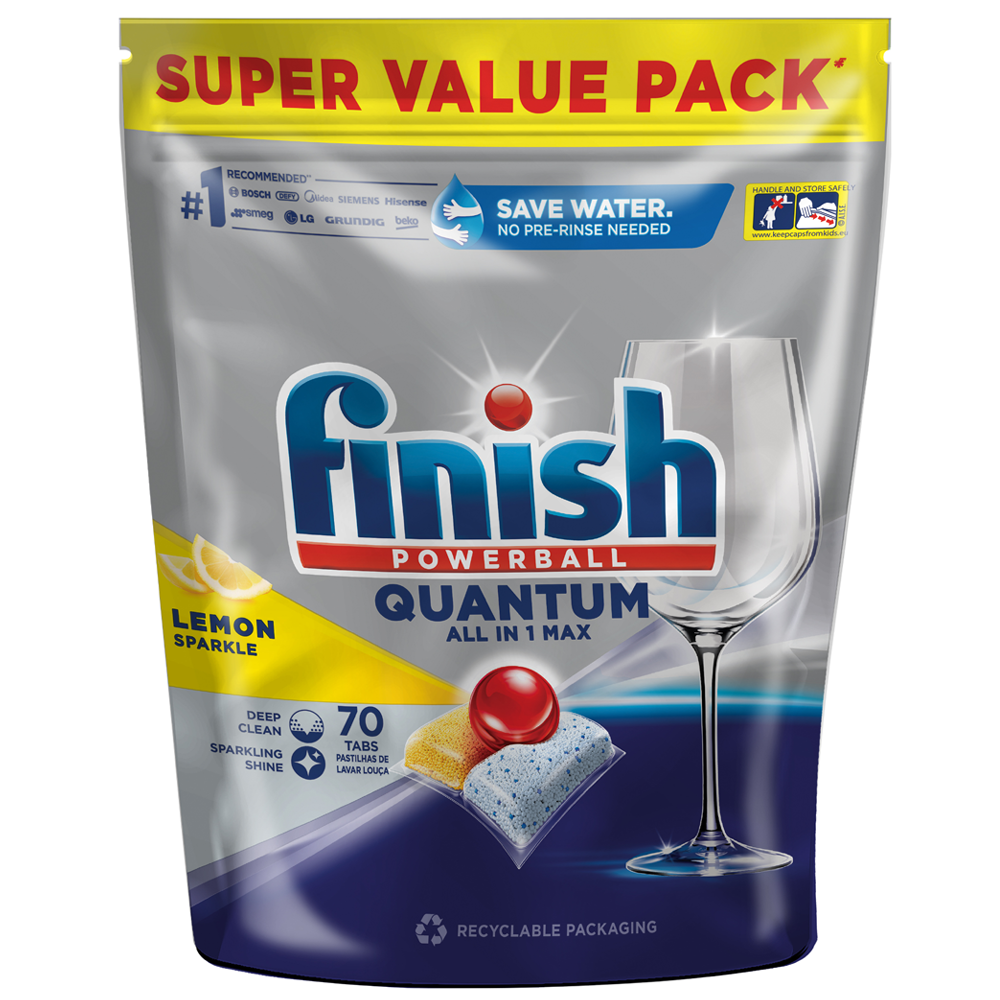 Finish 70s, Auto Dishwashing, Quantum ThermoForming Tablets, Lemon