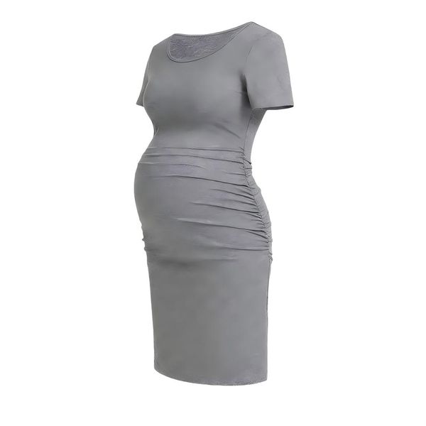 Women's Short Sleeve Ruched Side Bodycon Maternity Dress
