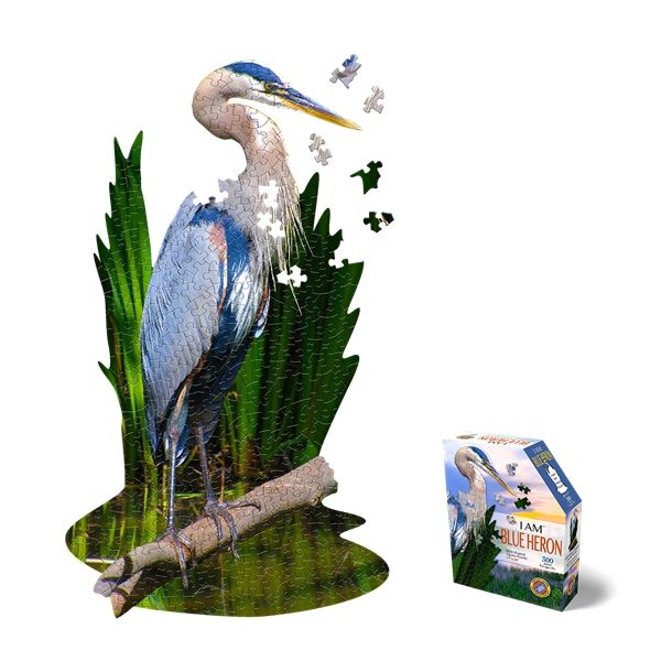 I am Blue Heron 300-Piece Bird Shaped Jigsaw Puzzle by MADD CAPP