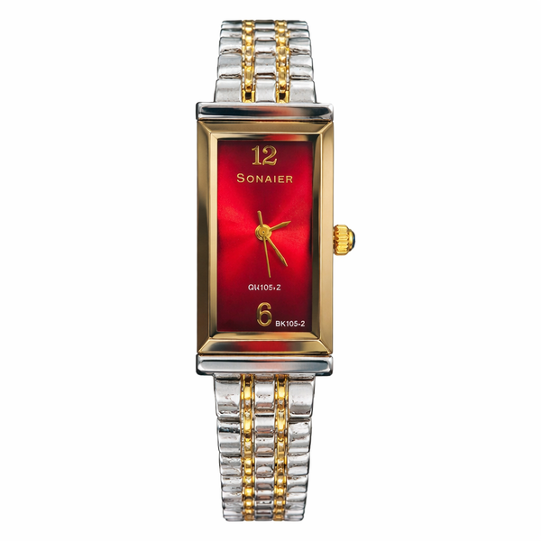Women Silver/Gold Stainless Steel Watch-Gold Frame &amp; Red Colour Inside