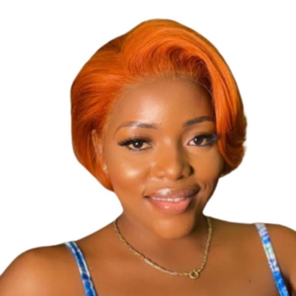 13x1 Part Orange Brazilian Pixie Hair Frontal Wig.