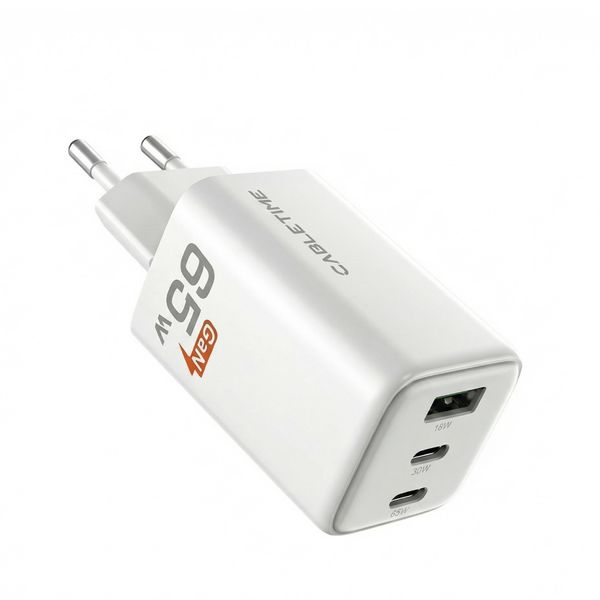 CableTime Portable 65w GaN USB-C Charger -3 Ports Charger for Laptop Phone