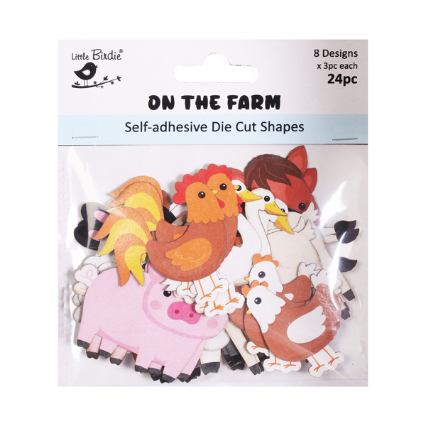Self-Adhesive Die Cut Shapes - On the farm - 24 Piece