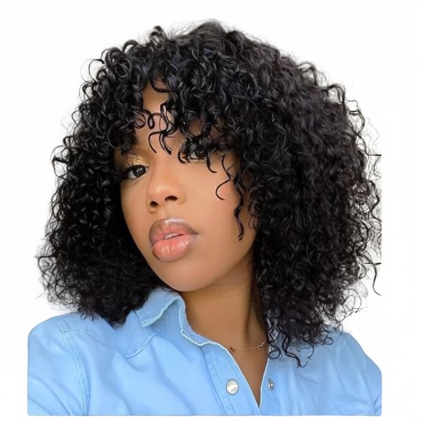 Luvée 10-inch Water Wave Fringe Full Frontal Wig Human Hair