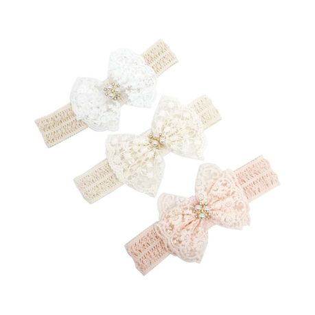 Baby Lace Bow Knot Headband with Pearls & Rhinestone