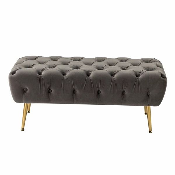 Issabella Upholstered Bench in Grey Velvet