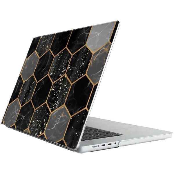 Honeycomb Design Hard-Shell Case for MacBook Pro 13.3-inch - Black/Gold