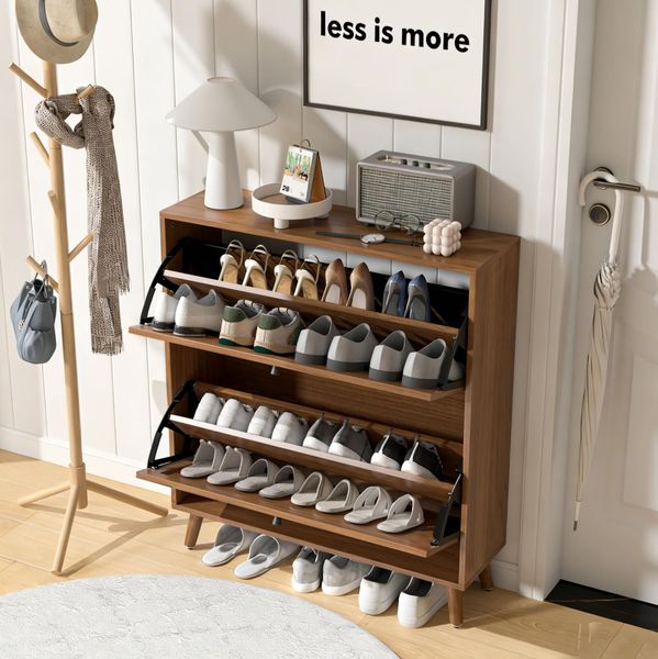 Shoe Cabinet with 2 Flip Drawers Freestanding Shoe Storage Organizer
